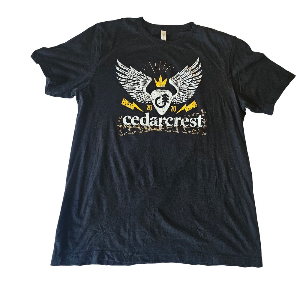 Bella Canvas Cedarcrest 2020 Graphic T-Shirt Mens XL Black Winged Guitar Pick